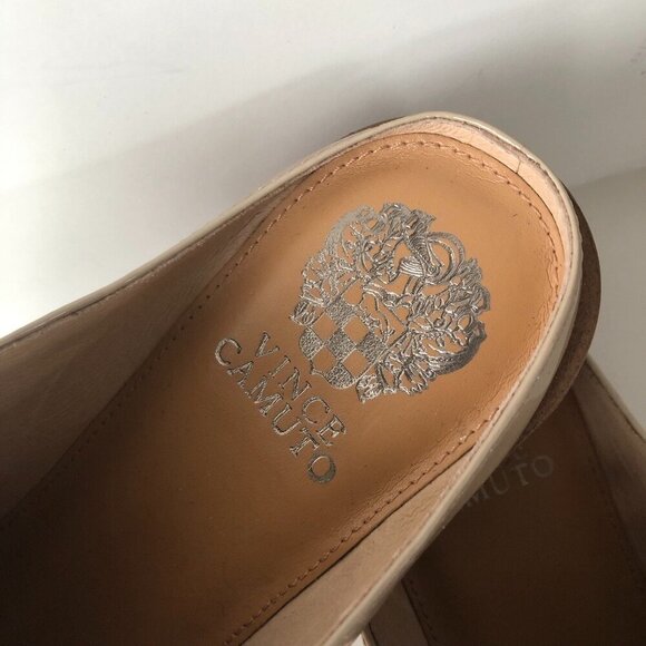 VINCE CAMUTO closed-toe tan patent leather slide/mule lace-up oxford look US 8M - Picture 4 of 15